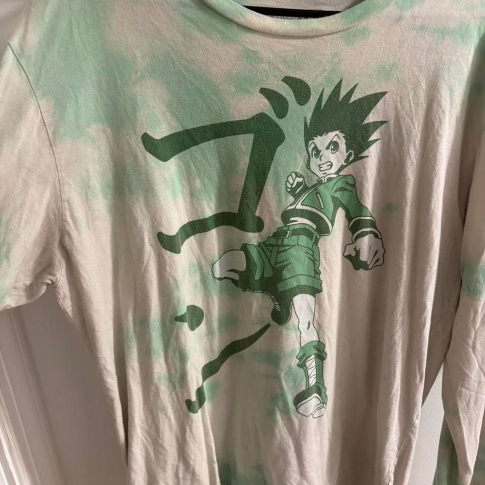 Hunter x Hunter Gon Freecss Tie Dye Long Sleeve Shirt Mens Large Green White
